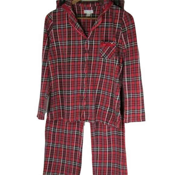 Celestial Dreams 2pc Red Plaid Flannel Pajama Set Size Small - Picture 2 of 8